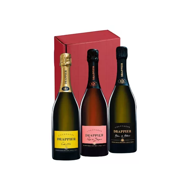 Champagne Drappier, Brut, Rosé et blanc de blancs- Coffret Cadeau 3  bouteilles