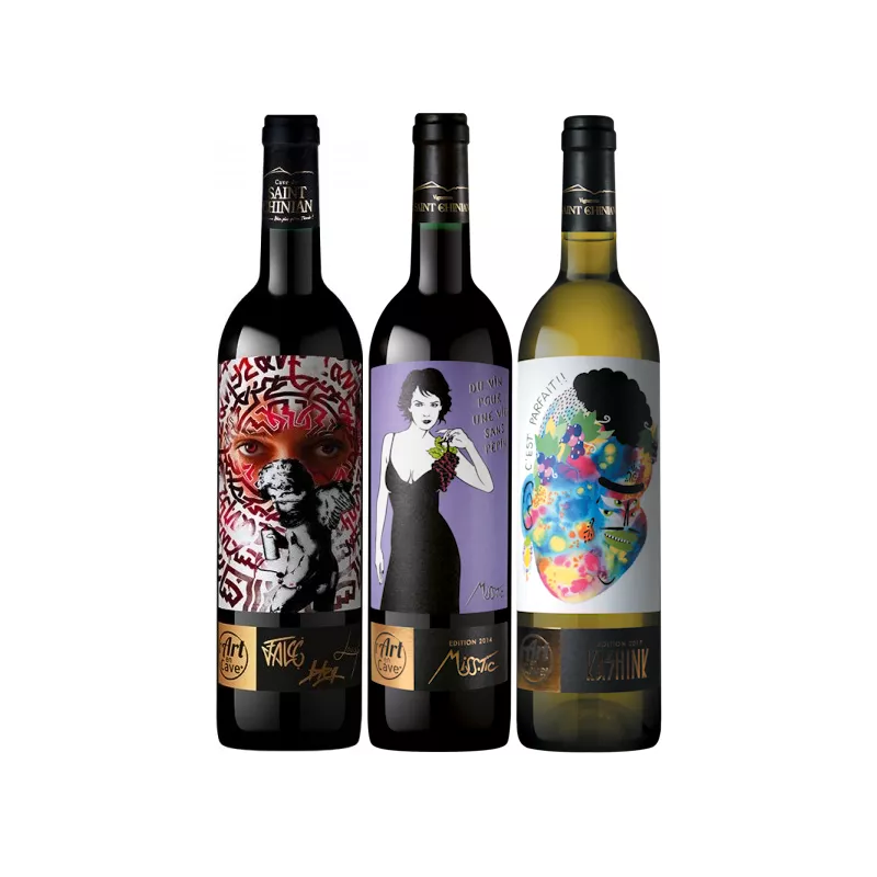 Coffret Cadeau Art en Cave - Cave de Saint-Chinian - 3 bouteilles