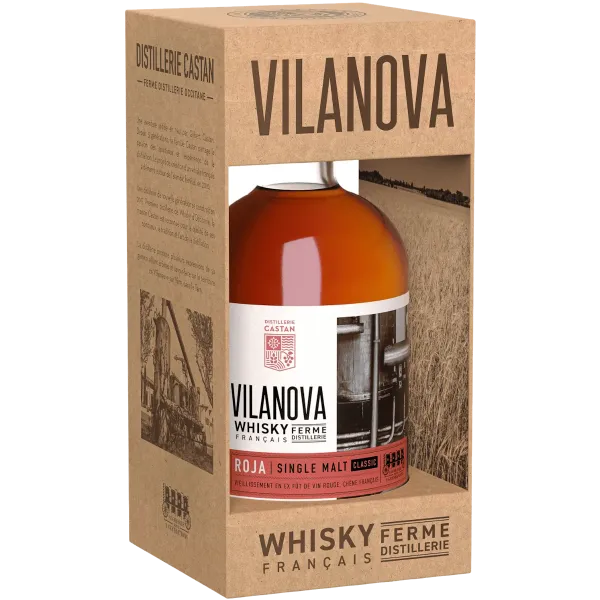 Bouteille du whisky Vilanova Roja de la distillerie Castan en étui